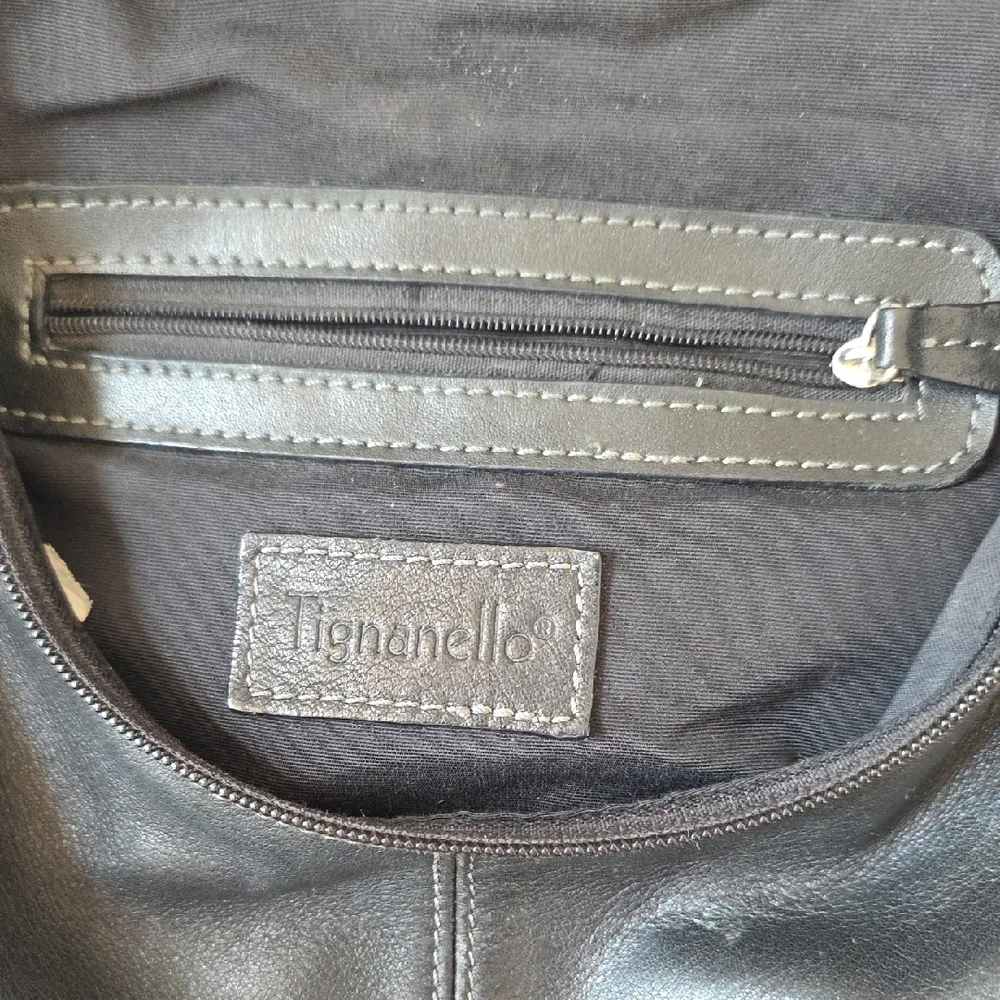 Tignanello Black Leather Backpack Purse - Picture 4 of 7